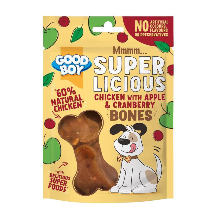 Good Boy Super Vicious Chicken with Cranberry and Apple Bones x 4 Packets 100g ( web exclusive) SAVE