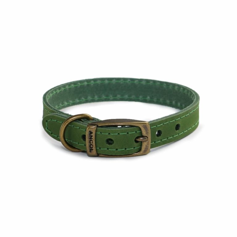 Ancol Timberwolf Leather Collar Green - Size 7 (50-59cm)