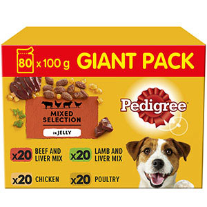 Pedigree Wet Dog Food in Jelly 80 x 100g Pouches