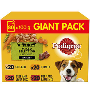 Pedigree Wet Dog Food in Gravy 80 x 100g Pouches