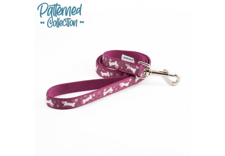 Ancol Purple Bone and Paw Print Lead 50kg