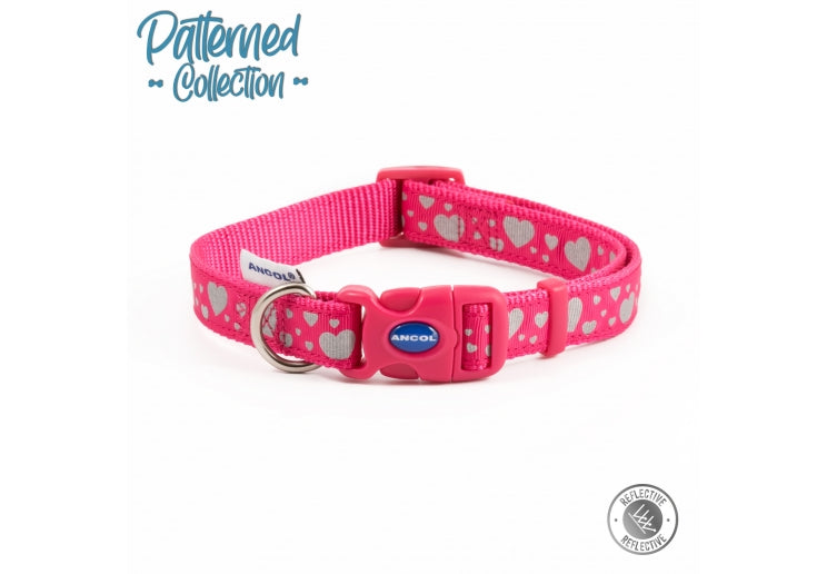 Ancol Reflective Hearts Dog Collar 30-50cm