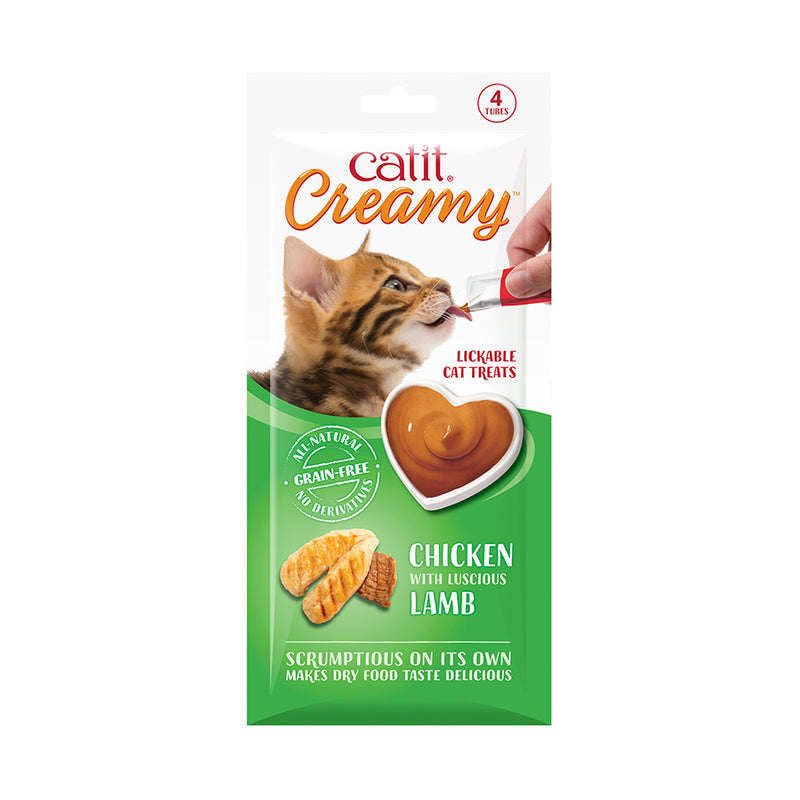 Catit Creamy Lickable Cat Treats Chicken and Lamb 4 x 10g