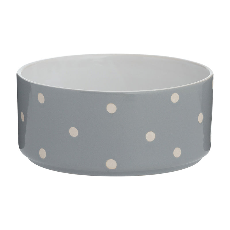 Mason Cash Grey Spot Ceramic Dog Bowl - 18cm Large