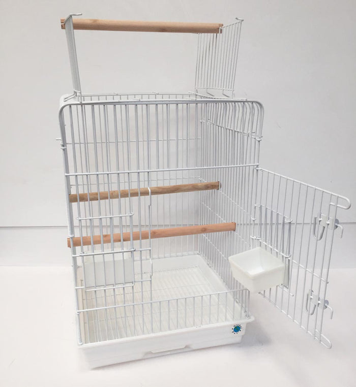 Alfy Open Top Large Bird Cage - Parrots and Cockatiels - White