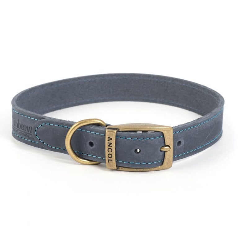 Ancol Timberwolf Leather Collar Blue - Size 6 (45-54cm)