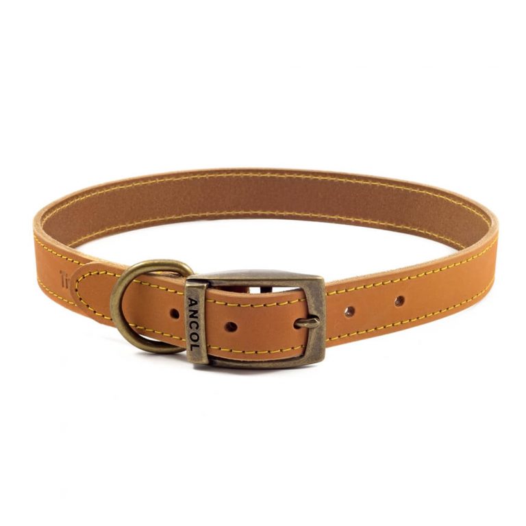 Ancol Timberwolf Leather Collar Mustard - Size 6 (45-54cm)