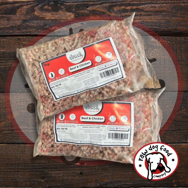 Drool Raw Free Flow Beef & Chicken 1kg 80-10-10