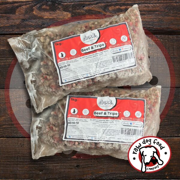 Drool Raw Free Flow Beef & Tripe 1kg 80-10-10