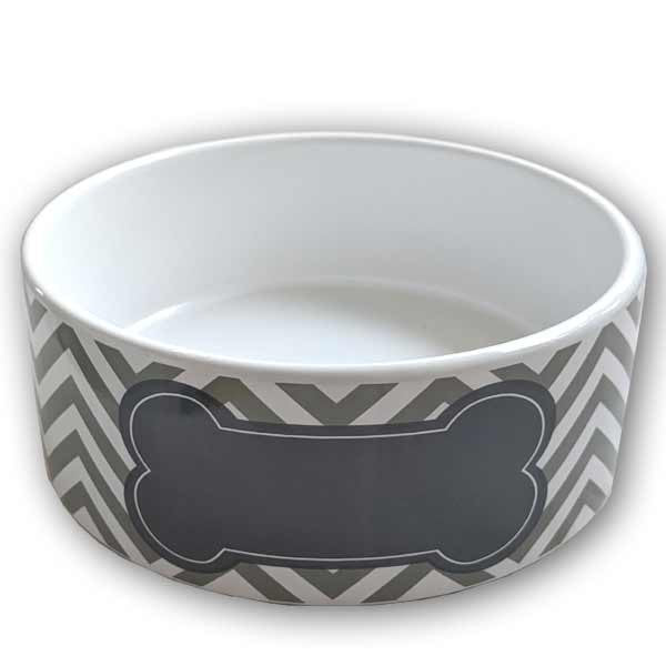 Chevron Ceramic Dog Bowl Large 18cm