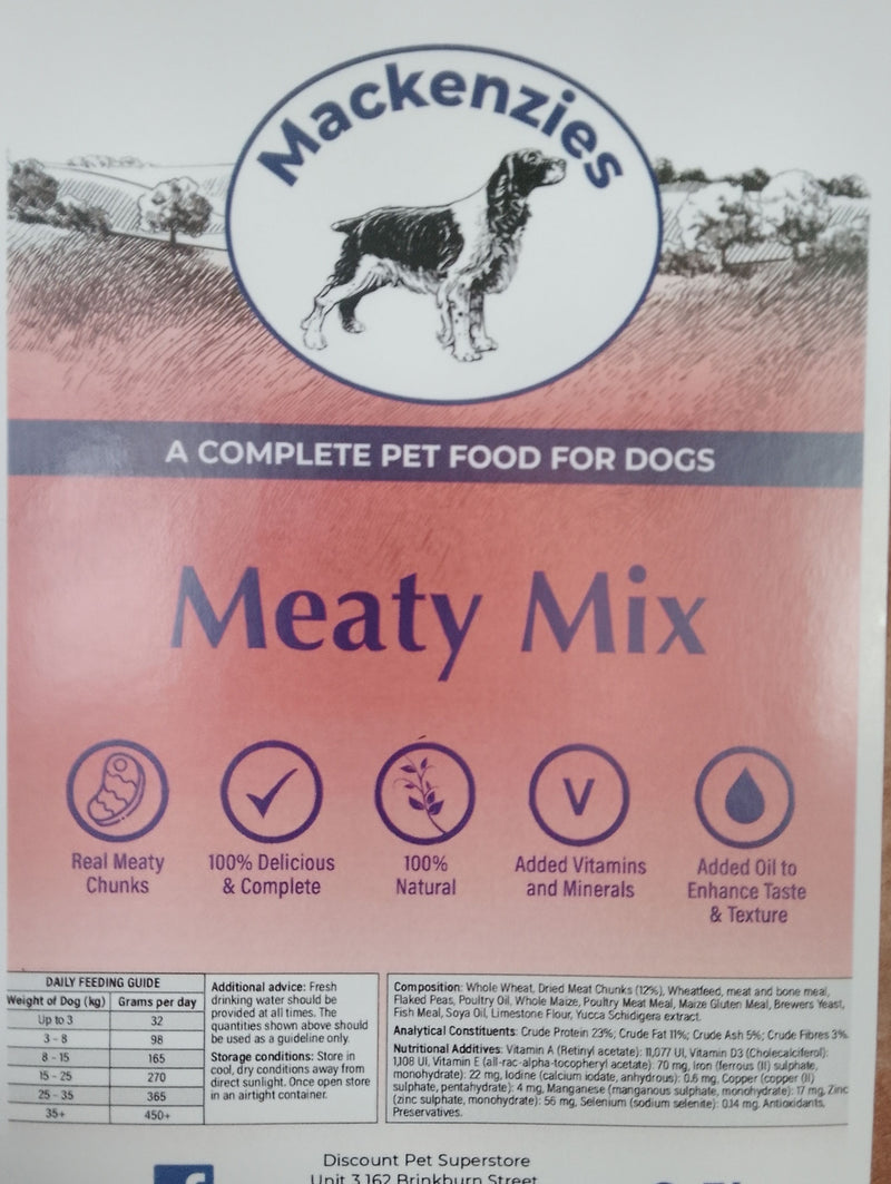 Mackenzies Adult Dry Dog Food Meaty Mix  15kg