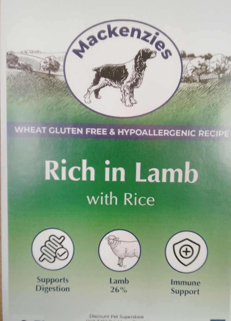 Mackenzies Adult Dry Dog Food Lamb with Rice Hypoallergenic Gluten Free 2.5kg