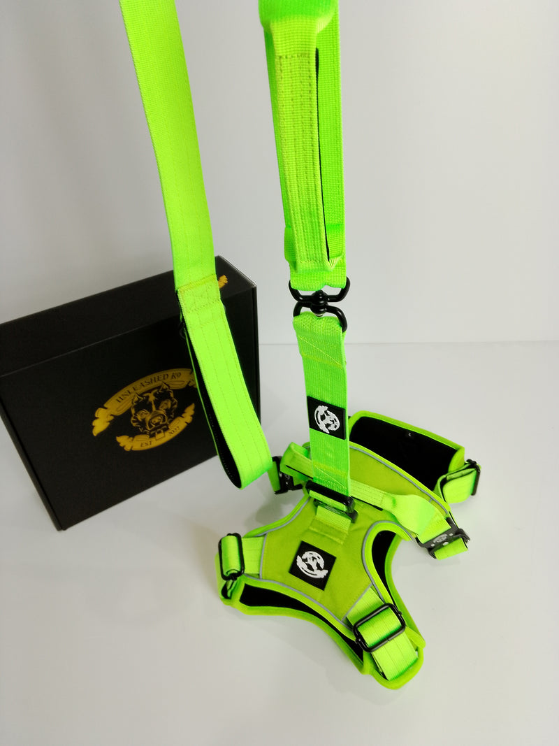 Unleashed K9 Range Harness and Leash Set  Green - Large