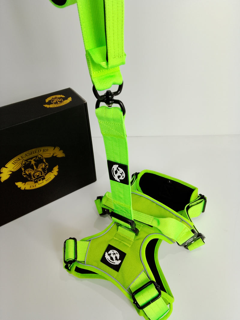 Unleashed K9 Range Harness and Leash Set  Green - Large