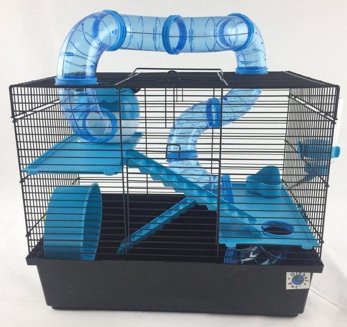 Bernie Large Dwarf Hamster Cage - Blue and Black