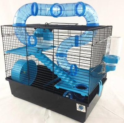 Bernie Large Dwarf Hamster Cage - Blue and Black