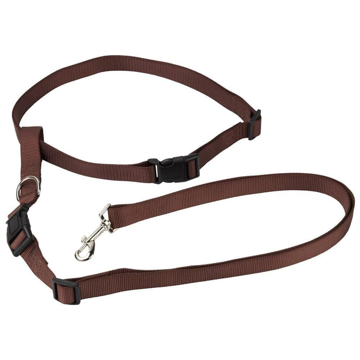 Hands Free Dog Lead for Running with Adjustable Waist Band - Brown