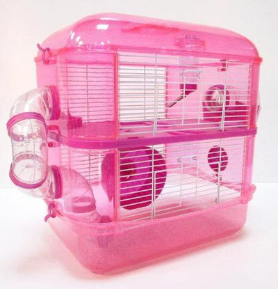 Fantazia Plastic Dwarf Hamster Cage Pink and Purple