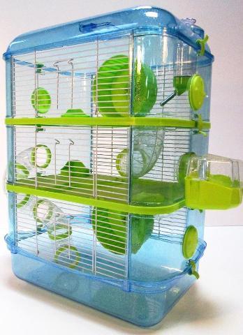 Fantazia Plastic Large Dwarf Hamster Cage - Blue and Lime