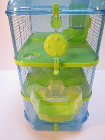 Fantazia Plastic Large Dwarf Hamster Cage - Blue and Lime