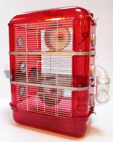 Fantazia Plastic Large Dwarf Hamster Cage - Red and Silver