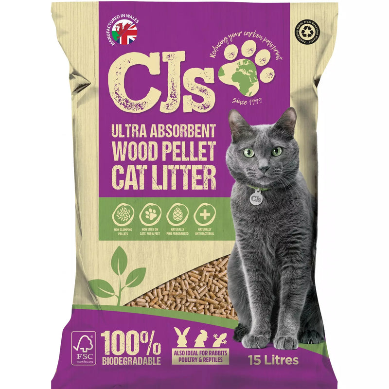 C Js Ultra Absorbent Wood Pellet Cat Litter 15L