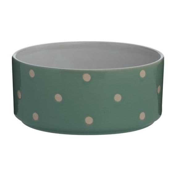 Mason Cash Sage Green Spot Ceramic Dog Bowl - 18cm Large