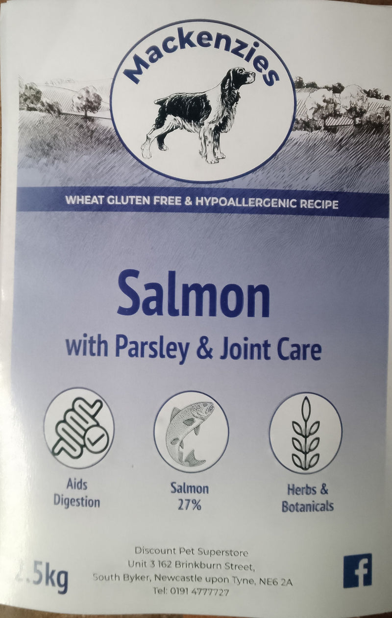 Mackenzies Complete Dry Dog Food Salmon with Parsley Gluten Free Hypoallergenic and Joint Care 12kg