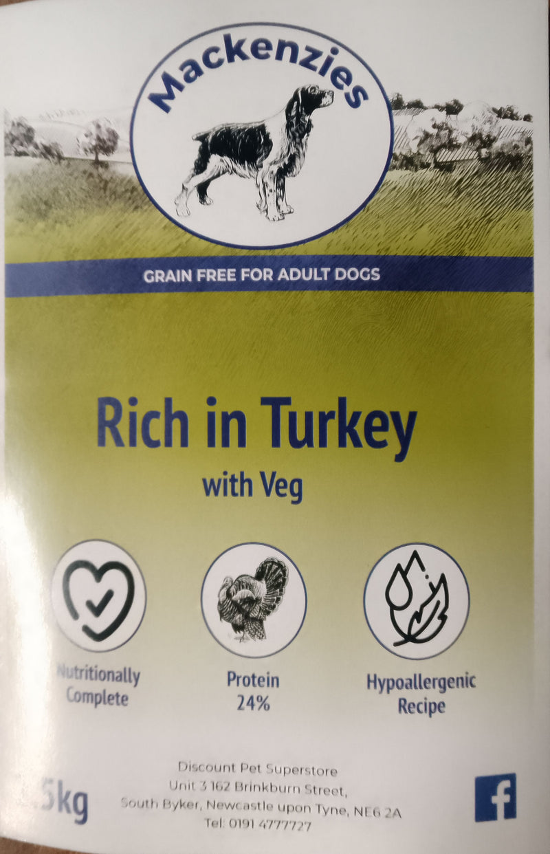 Mackenzies Complete Dry Dog Food Turkey with Veg Grain Free 2.5kg