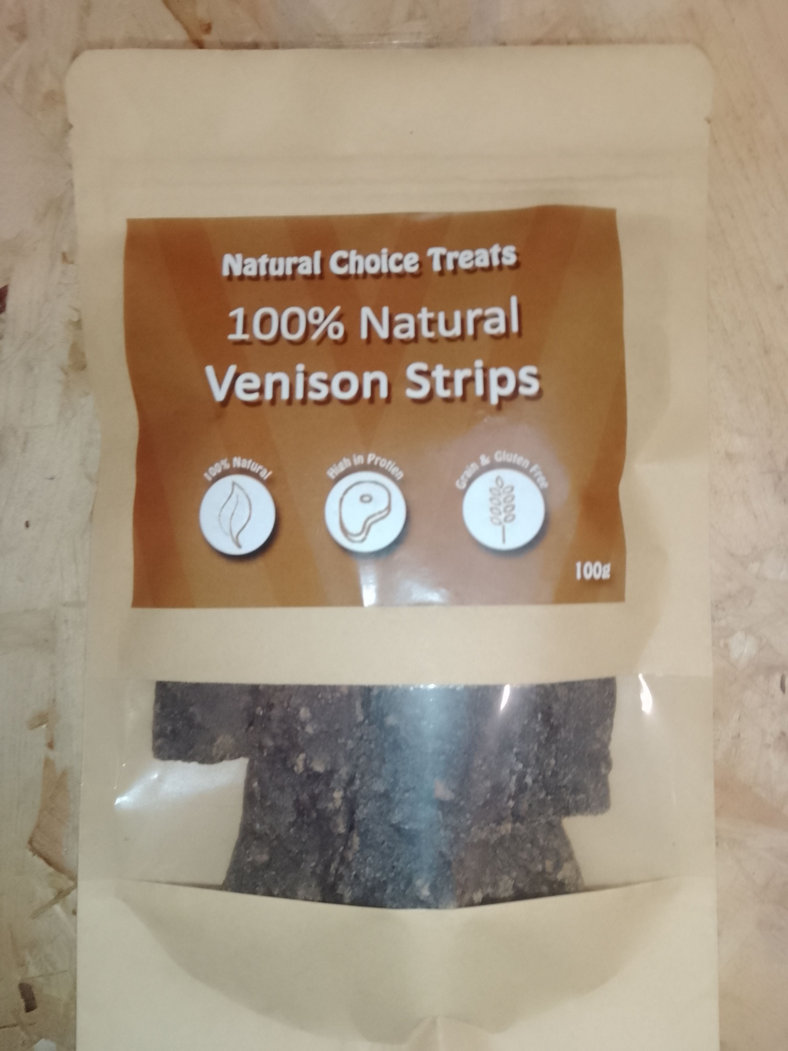 Natural Choice Venison Strips Dog Treats Gluten and Grain Free 100g