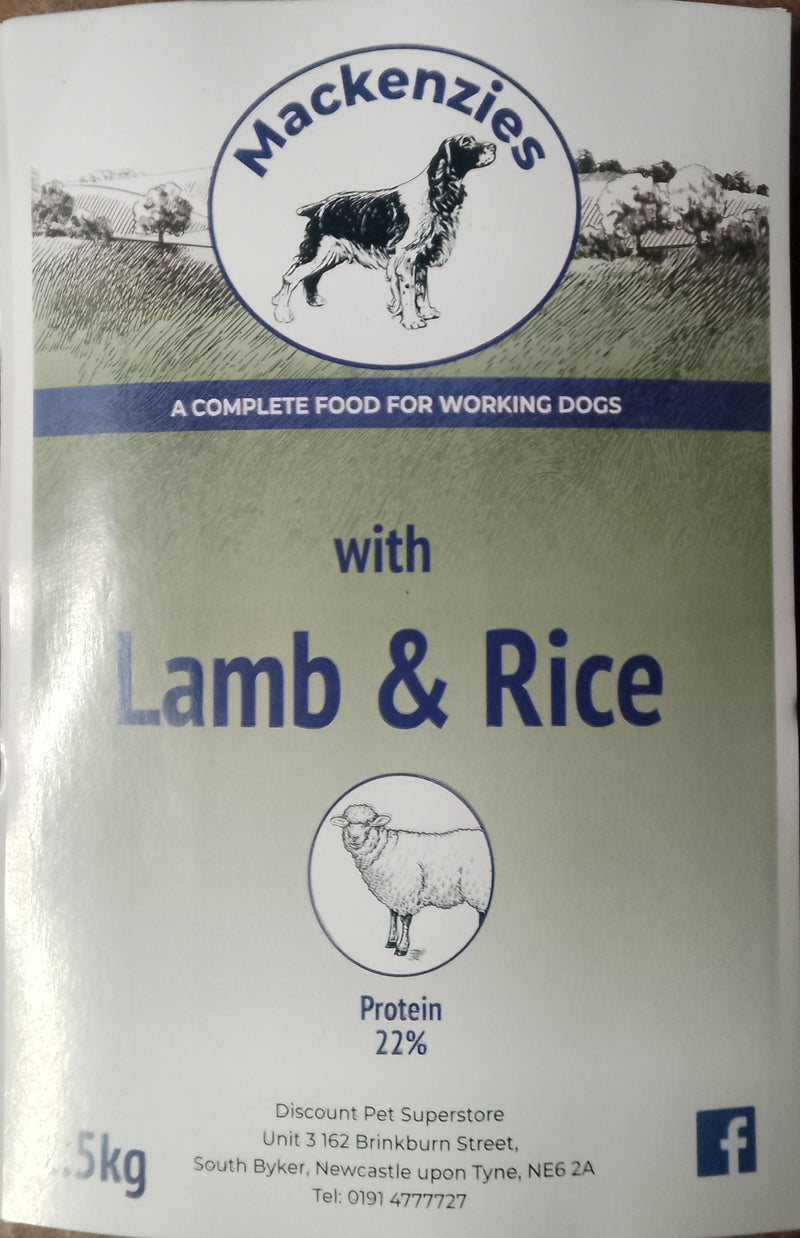Mackenzies Adult Working Dog Complete Dry Dog Food Lamb and Rice 15kg