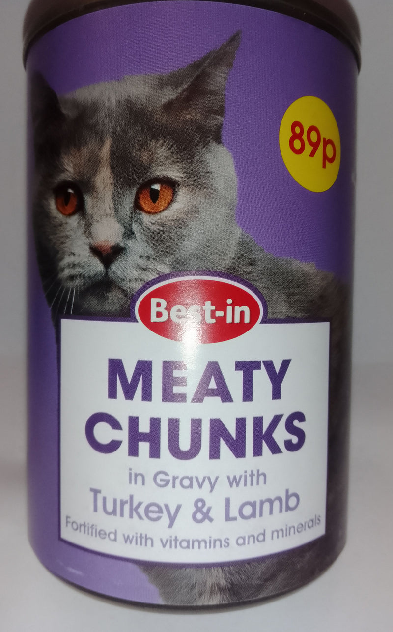 Meaty Chunks Wet Cat Food Turkey and Lamb in Gravy 400g