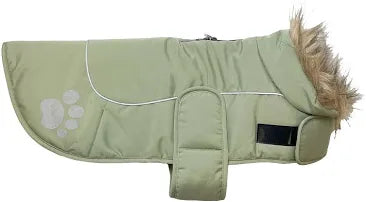 Go Walk Paw Print Dog Coat Sage Green Small 35cm