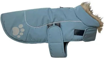 Go Walk Paw Print Dog Coat Sky Blue Small 35cm