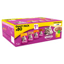 Whiskas 1+ Poultry Selection Cat Food in Jelly 80 x 85g Pouches