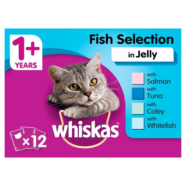 Whiskas +1 Fish Selection in Jelly Cat Food 12 x 85g