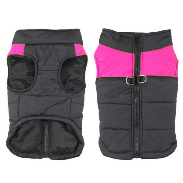 Bunty Puffer Dog Coat Pink & Black Large