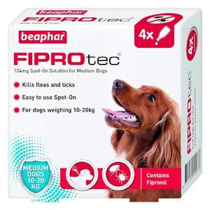Beapar Fiprotec Medium Dog 10-20kg Flea & Ticks Spot-on x4