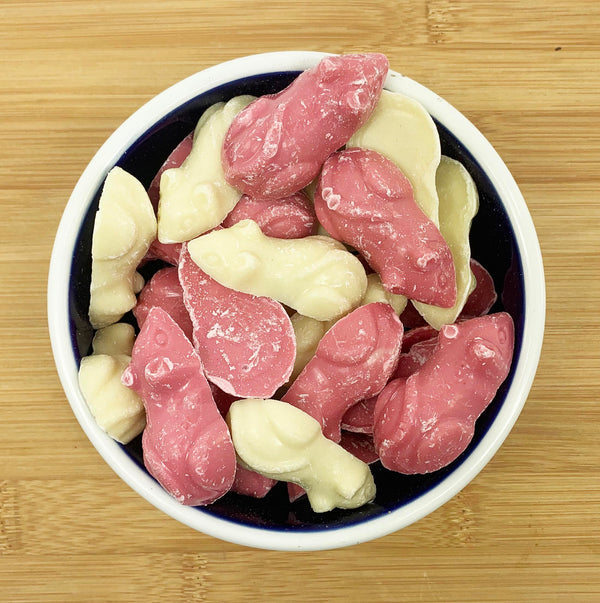 Strawberry & White Chocolate Mice for Dogs 100g