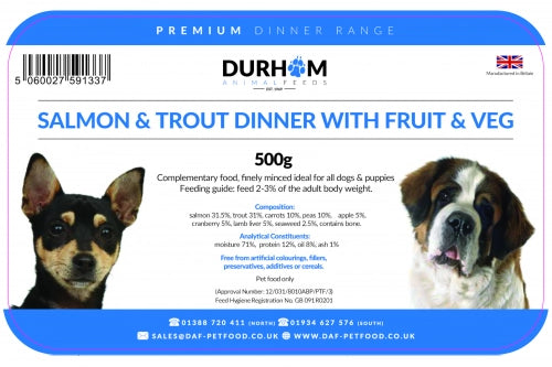 DAF Trout & Salmon Dinner with Fruit & Veg 500g Complete