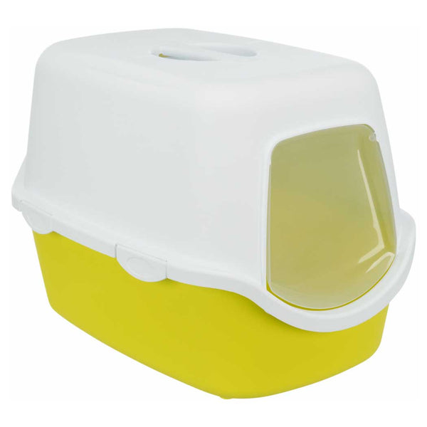 Trixie Hooded Cat Litter Tray Lime and White