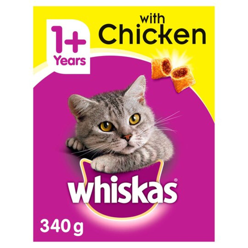 Whiskas 1+ Adult Complete Chicken Dry Cat Food - 340g