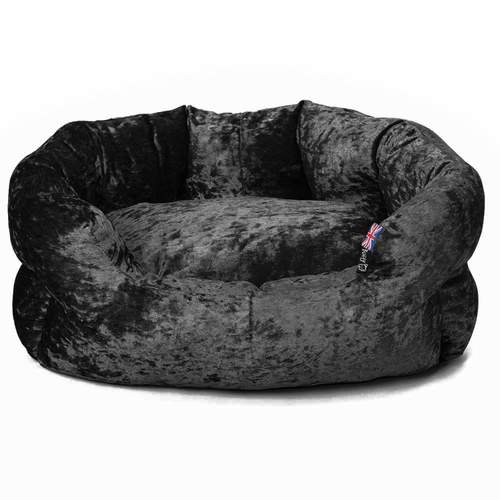 Crushed Velvet Dog Bed Black - Small