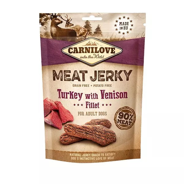 Carnilove Dog Treats Turkey & Venison Meat Jerky Grain Free 100g