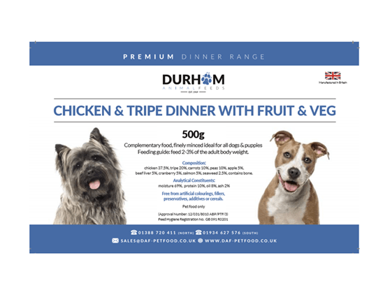 DAF Chicken and Tripe Dinner with Fruit and Veg 500g Complete