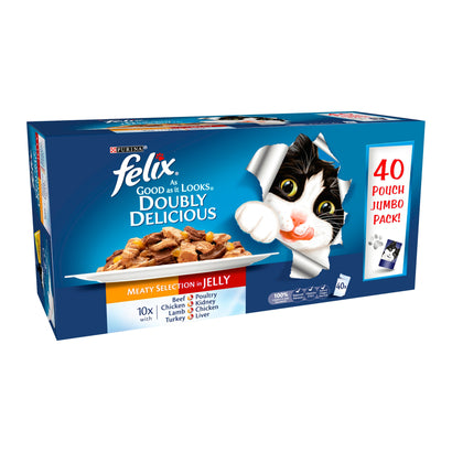 Felix Doubly Delicious Cat Food Meaty 40 x 100g