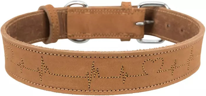 Trixie Leather Dog Collar Tan - XL-Large 55-65cmx40mm