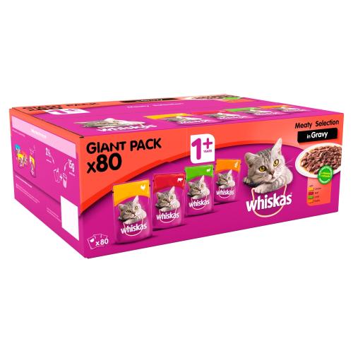 Whiskas +1 Meat Selection in Gravy 80 x 85g Pouches